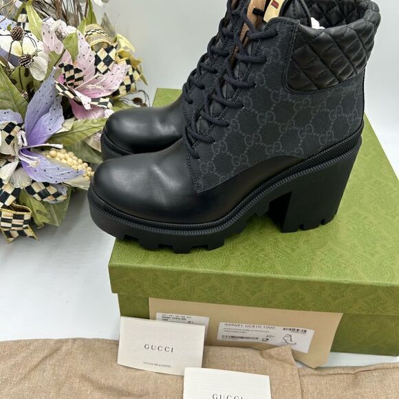Women’s Gucci GG Supreme Leather boots size 40.5 made in Italy - Picture 7 of 10